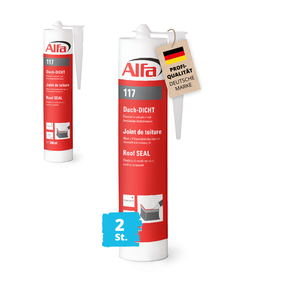 2x Alfa Dach-Dicht 300 ml witterungsbeständig schimmelbeständig Dachdichtungsmasse Dichtmasse Klebemasse Abdichtung Dachfolie Reparaturmasse Dach 