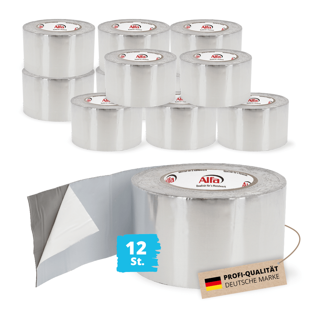 12x Alfa Butylband ALU 100 mm x 10 m Abdichtungsband Reparaturband Montageband Dichtband Butyldichtband Dichtungsband Abdichtband Klebeband