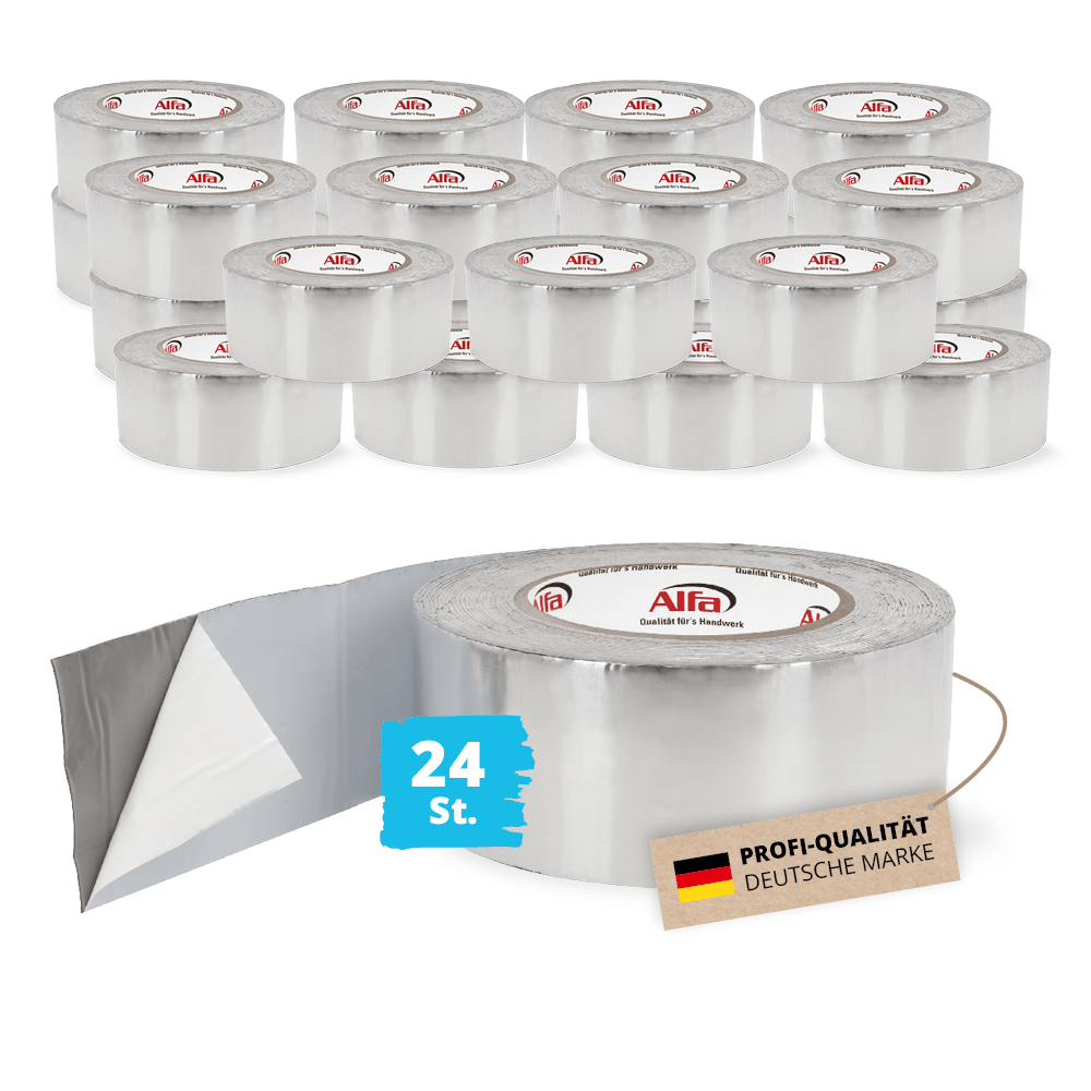 24x Alfa Butylband ALU 50 mm x 10 m Abdichtungsband Reparaturband Montageband Dichtband Butyldichtband Dichtungsband Abdichtband Klebeband