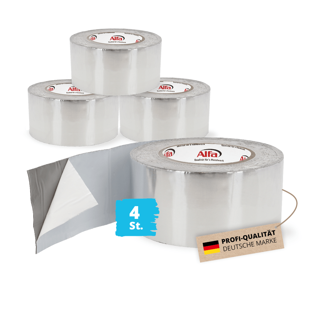 4x Alfa Butylband ALU 75 mm x 10 m Abdichtungsband Reparaturband Montageband Dichtband Butyldichtband Dichtungsband Abdichtband Klebeband