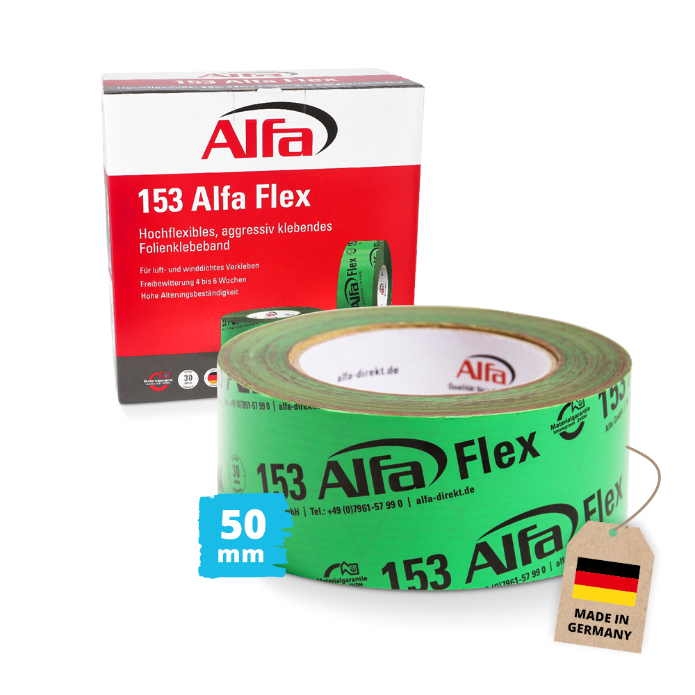 Alfa Klebeband Dampfsperre 50mm x 25m Dampfbremse Folienklebeband Systemklebeband Unterspannbahn Hochleistungsklebeband Abdichten Dichtband Abdichtung