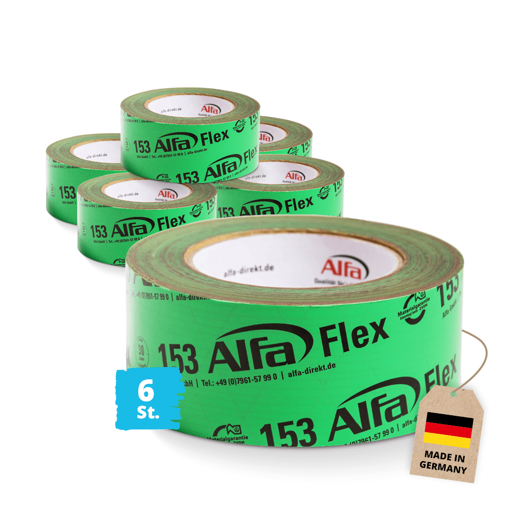 6x Alfa Dampfsperre Klebeband 100 mm x 25 m Profi-Qualität Klebeband Dampfbremse Dampfsperre Folienklebeband Systemklebeband Unterspannbahn Baumarkt
