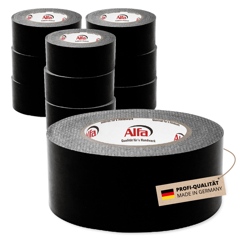 10x Alfa UV- Black (Fassadenband) 60mm x 25m Multiband Klebeband Unterspannbahn Made in Germany Fassadenbahn Windsperre Abdichtung Abdichtungsband