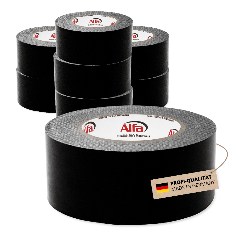 8x Alfa UV- Black (Fassadenband) 50mm x 25m Multiband Klebeband Unterspannbahn Made in Germany Fassadenbahn Windsperre Abdichtung Abdichtungsband