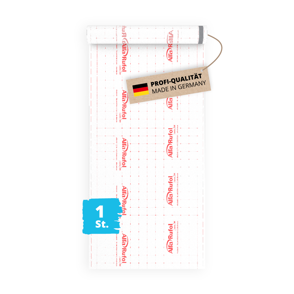 Alfa Dampfsperre Folie 1,5m x 50m E Profi-Qualität Dampfbremse Dampfbremsfolie Klimamembran Afa Flex klebeband Dampfsperrfolie Folienkleber Dach