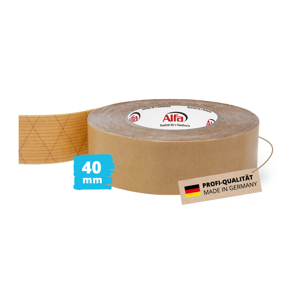 Alfa StrongTac 40 mm x 50 m - PROFI-Montageklebeband Sockelleisten Klebeband Sockelleistenklebeband Profi-Qualität Made in Germany