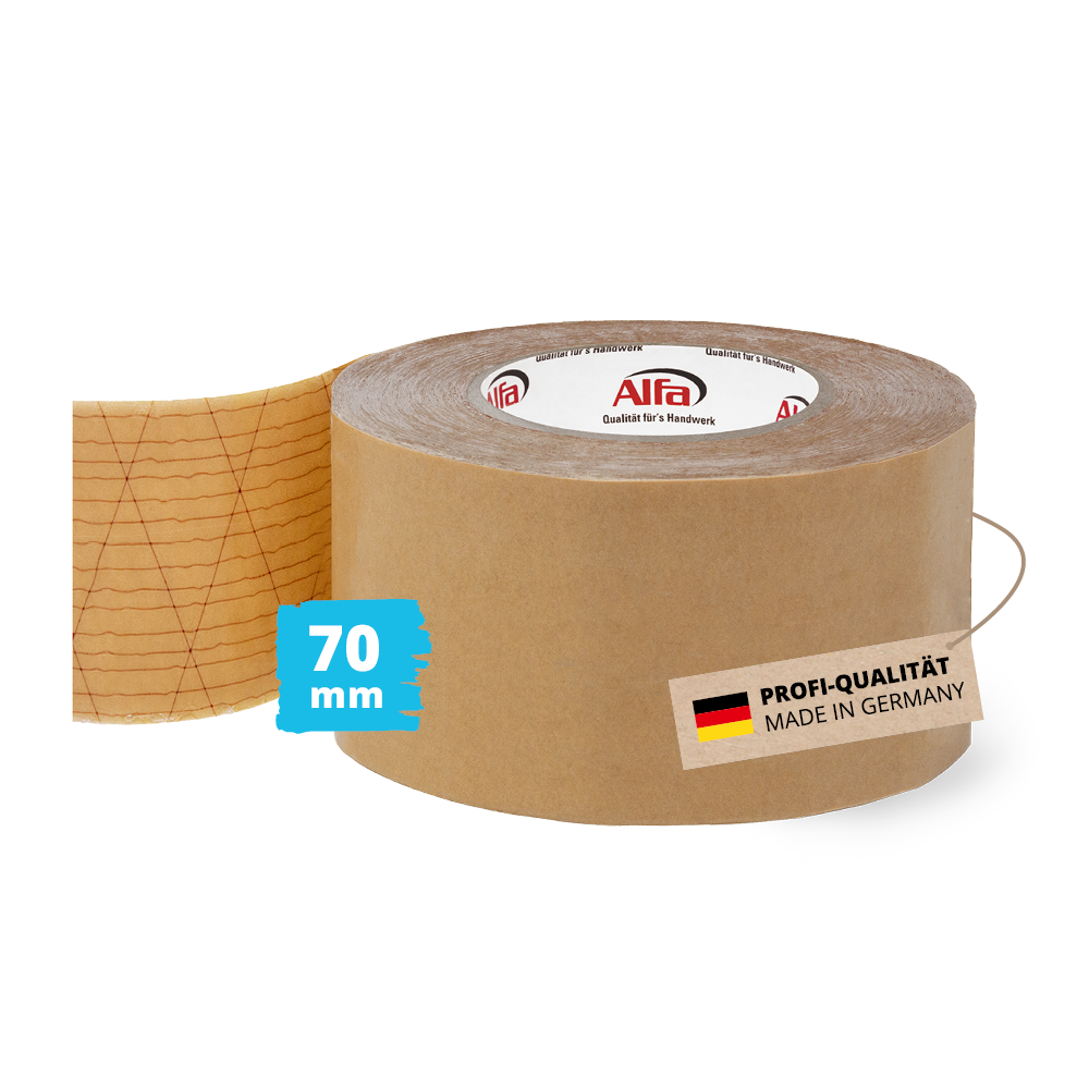 Alfa StrongTac 70 mm x 50 m - PROFI-Montageklebeband Sockelleisten Klebeband Sockelleistenklebeband Profi-Qualität Made in Germany