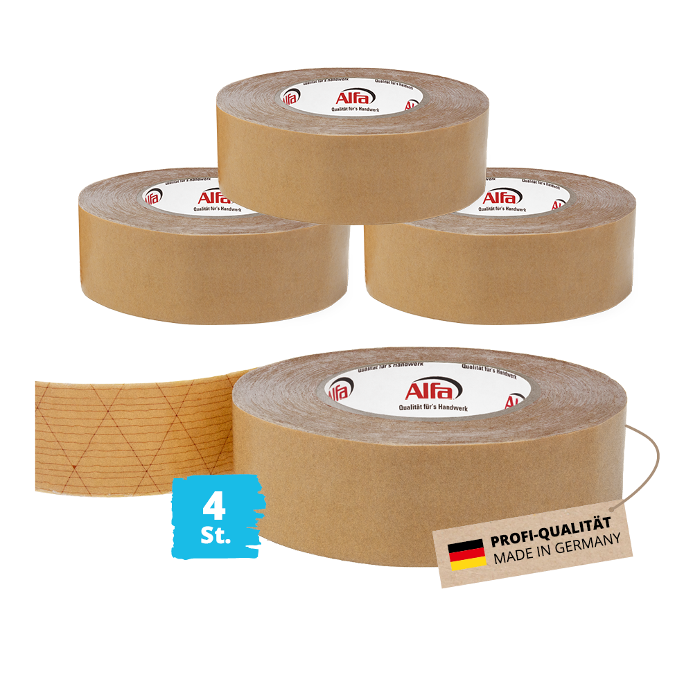 4x Alfa Sockelleistenklebeband 45 mm x 25 m Doppelseitig klebendes Montageklebeband Profi-Qualität Made in Germany Klebeband Universalklebeband