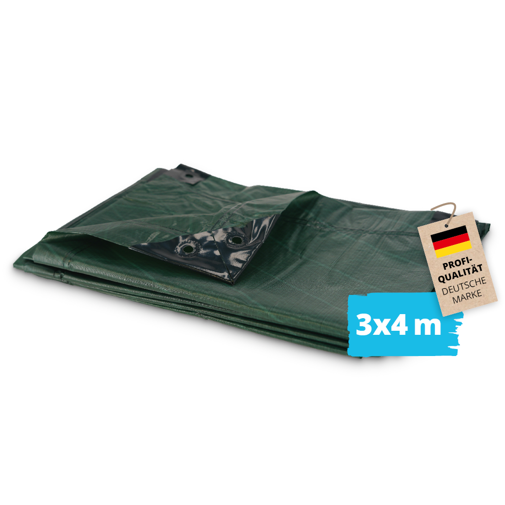 Alfa Abdeckplane 3x4 Meter 120 g/m² Allzweckplane Schutzplane Gewebeplane Bootsplane Zeltunterlage für Camping & Outdoor Garten Plane mit Ösen LKW