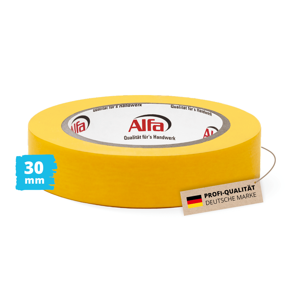 Alfa FineLine Washi Tape Goldband 30 mm x 50 m Abklebeband Malerband Reispapier Klebeband Kreppband Farbband Malerkrepp Abdeckband Malertape