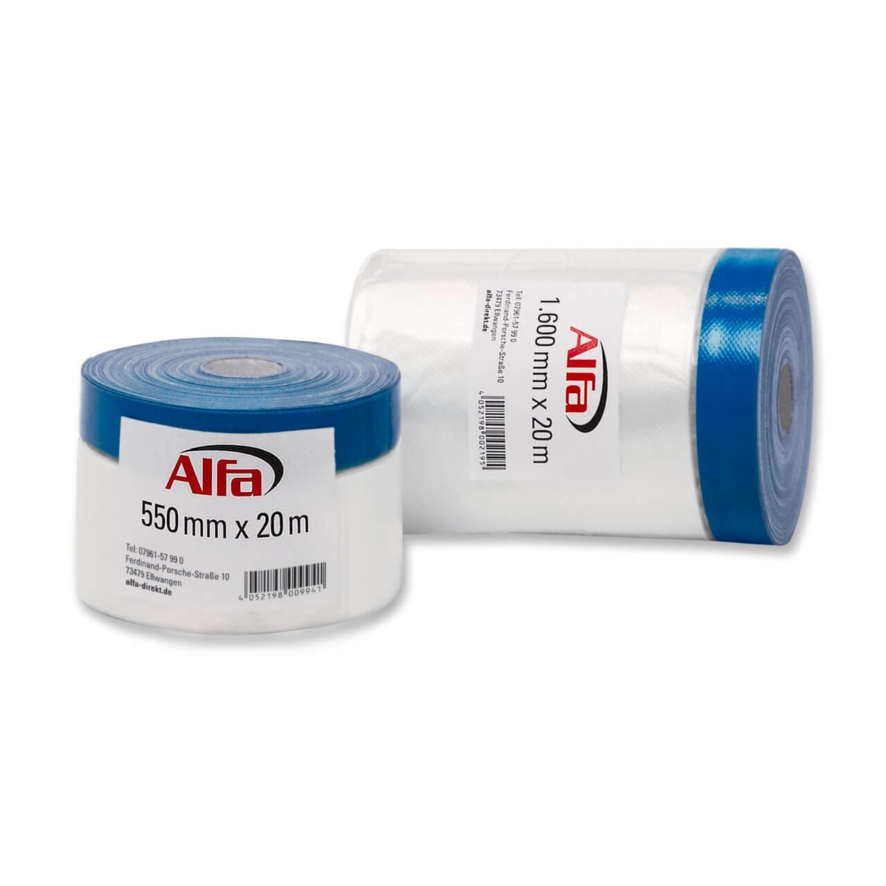 5x Alfa Masker Gewebeband 2400 mm x 20 m mit ausfaltbarer HDPE-Abdeckfolie Abdeckmasker Malerabdeckung Malerkrepp Goldband Masker Abdeckfolie