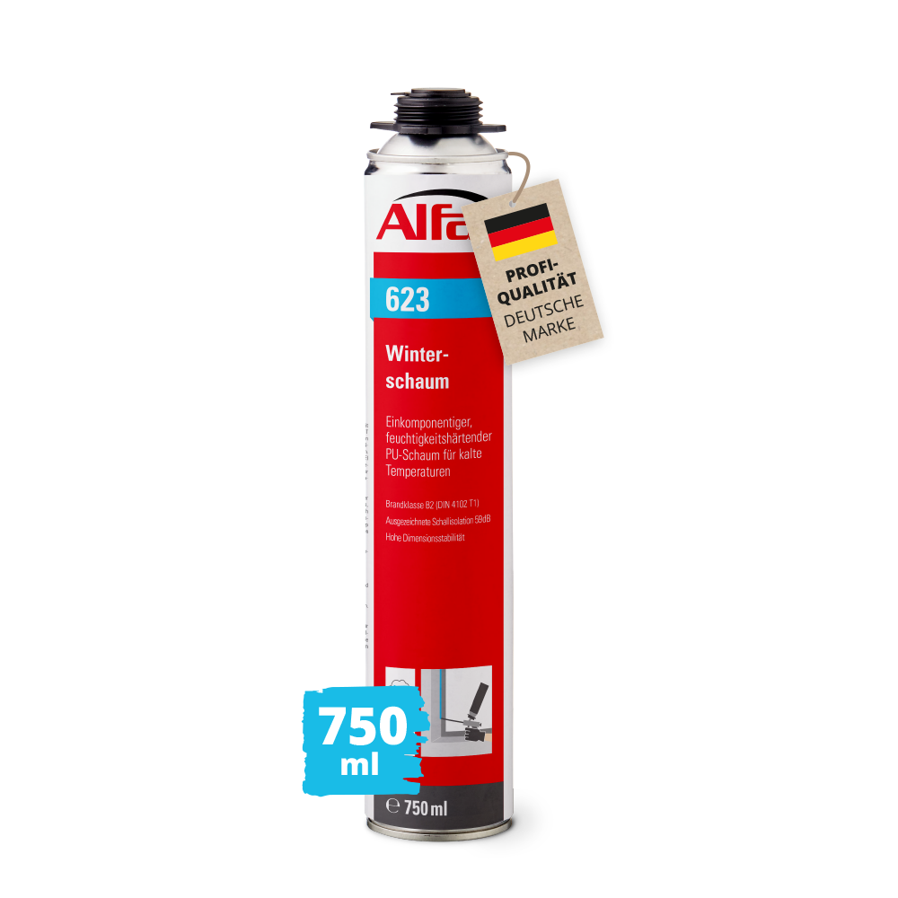 Alfa Winterschaum 750 ml (1K) B2 Pistolenschaum PU-Schaum Montageschaum Füllschaum Dämmschaum Bauschaum Polarschaum Kälteschaum Isolierschaum