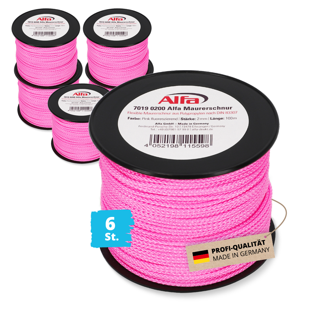 6x Alfa Maurerschnur Made in Germany Richtschnur Pflasterschnur Profi-Qualität Trennschnur Verlegeschnur Pflasterschnur Pflastererschnur