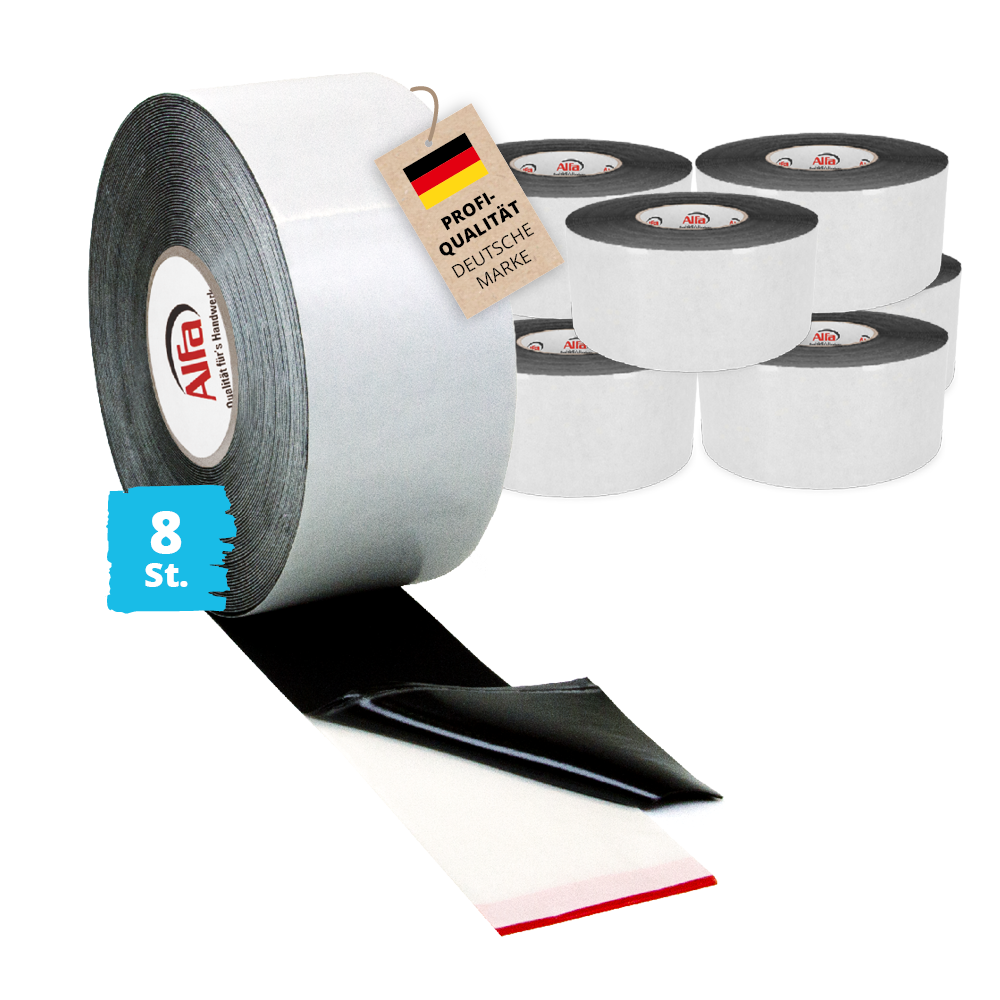 8x Alfa Terrasse Tape 150 mm x 1 mm x 20 m Unterkonstruktionen Abdeckband Holzschutzband Bitumenband EPDM-Band Terrasse bauen Gewebeband Holzschutz