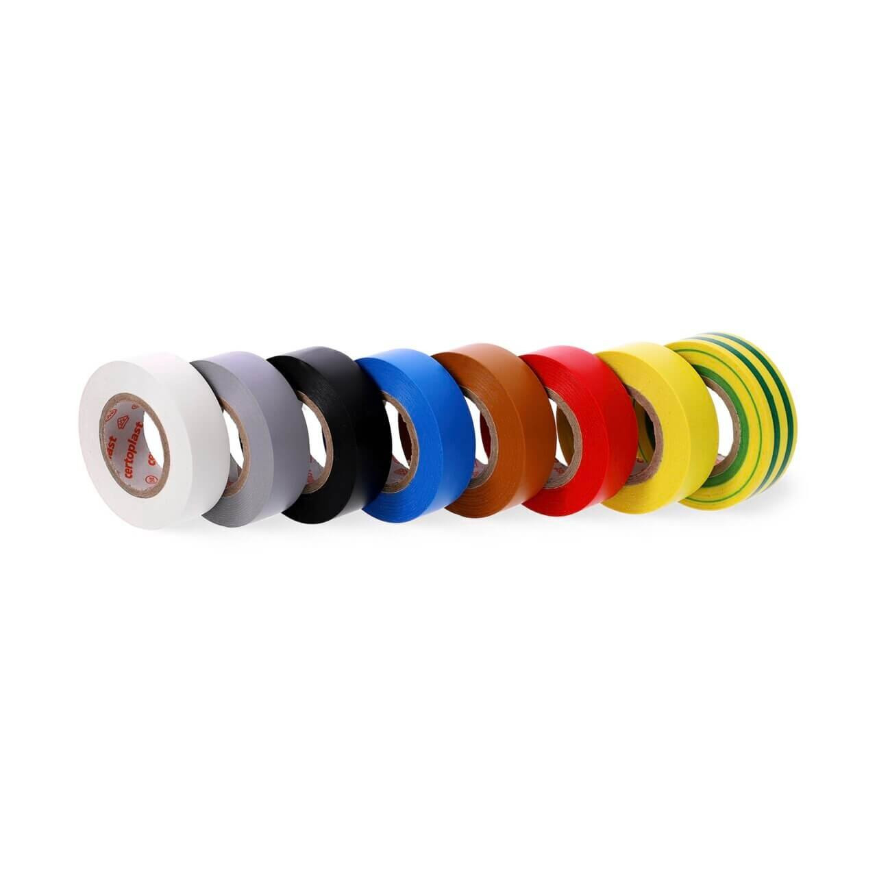 10x Certoplast Isolierband - 15 mm x 10 m | rot | PVC-Isolierung I Elektriker-Klebeband | Elektro-Isolierband | Standardisolierband