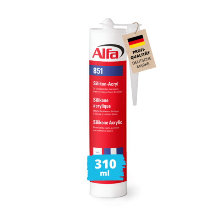 Alfa Silikon-Acryl Dichtstoff 310 ml Acrylat Profi-Qualität Kleben Abdichten Dichtstoff Silikonkartiuche Aussen Bausilikon Kleben Abdichten & Verfugen