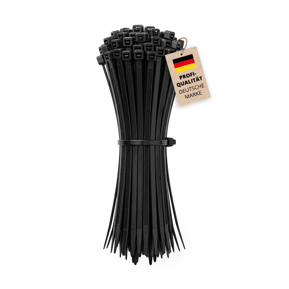Alfa Kabelbinder 100 Stück 98 x 2,5 mm schwarz Nylon UV-beständig robust Made in Germany Kabelband Kabelstraps Straps Verbindungselement Zugband 