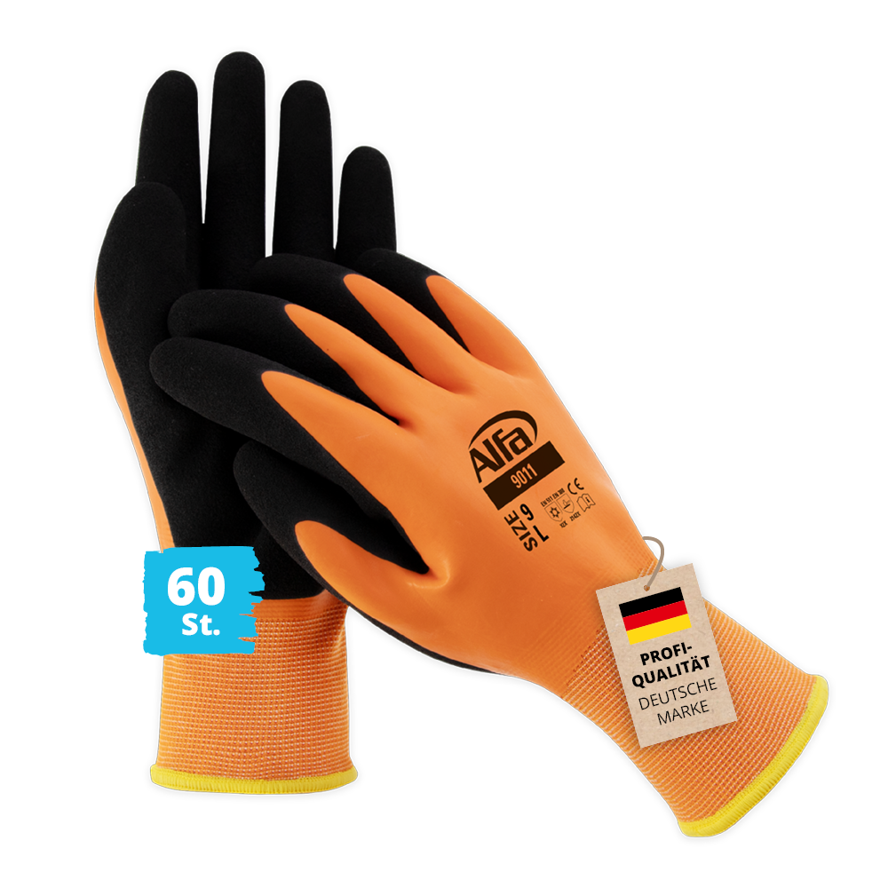 Alfa 60 Paar Arbeitshandschuhe WATER PROTECT WINTER Gr. 10 Kälteschutzhandschuhe Montagehandschuhe Winterhandschuhe Wasserdicht Warm Gartenhandschuhe