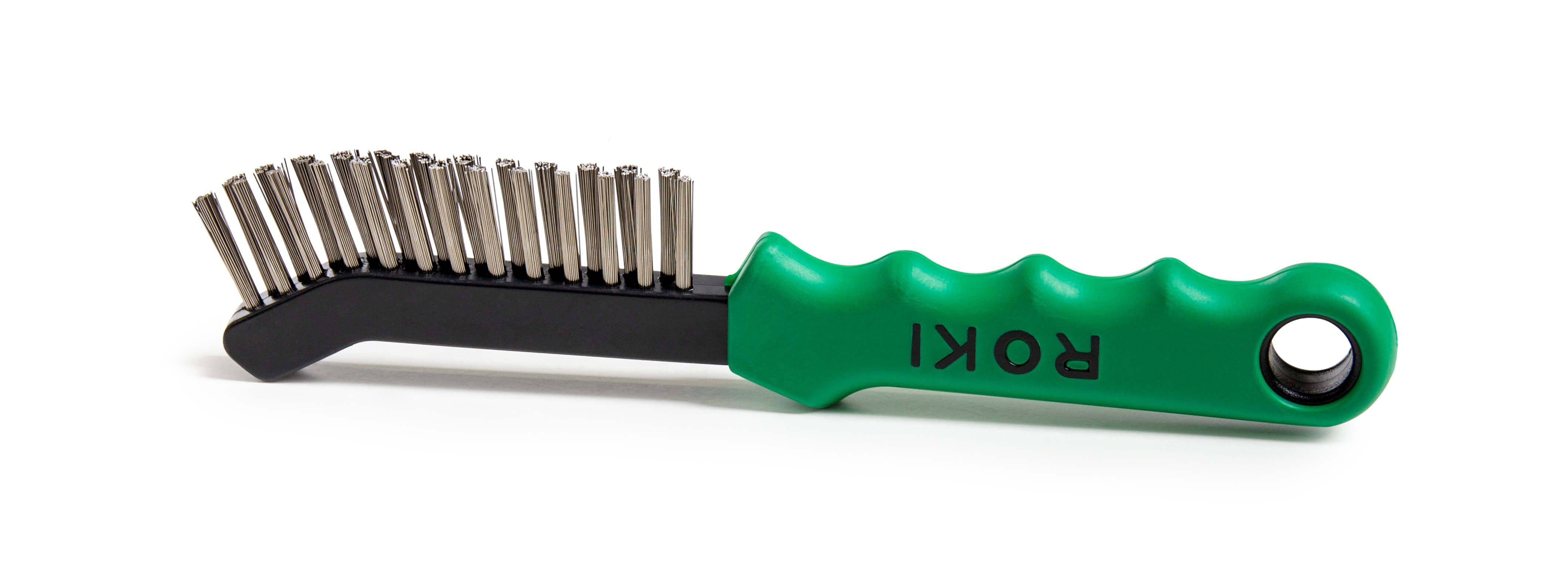 Alfa Bremssattelbürste Stahl | Aggressive Profi-Handbürste Bremssattelbürste | 2K-Griff | Besonders schmal | Gesamtlänge: 225 mm | Nutzlänge: 90 mm |