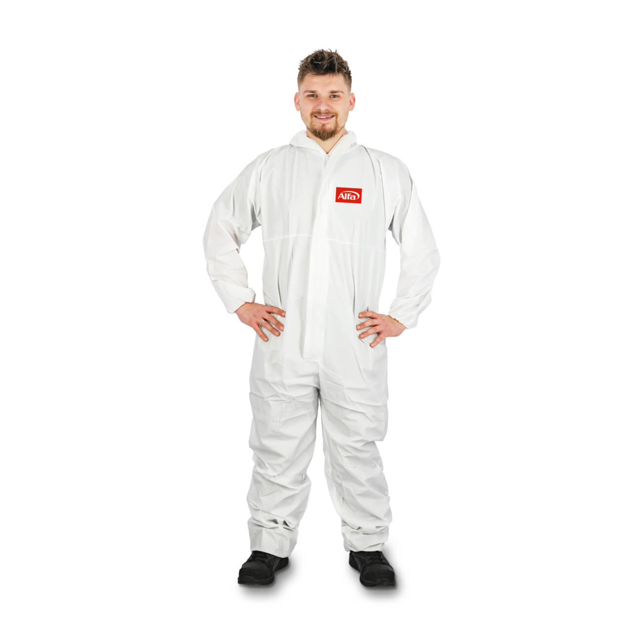 100 x Alfa Chemieschutzoverall Basic: Größe XXL Schutzanzug Einwegschutzanzug Overall Universaloverall Maleranzug Staubschutz Einweganzug