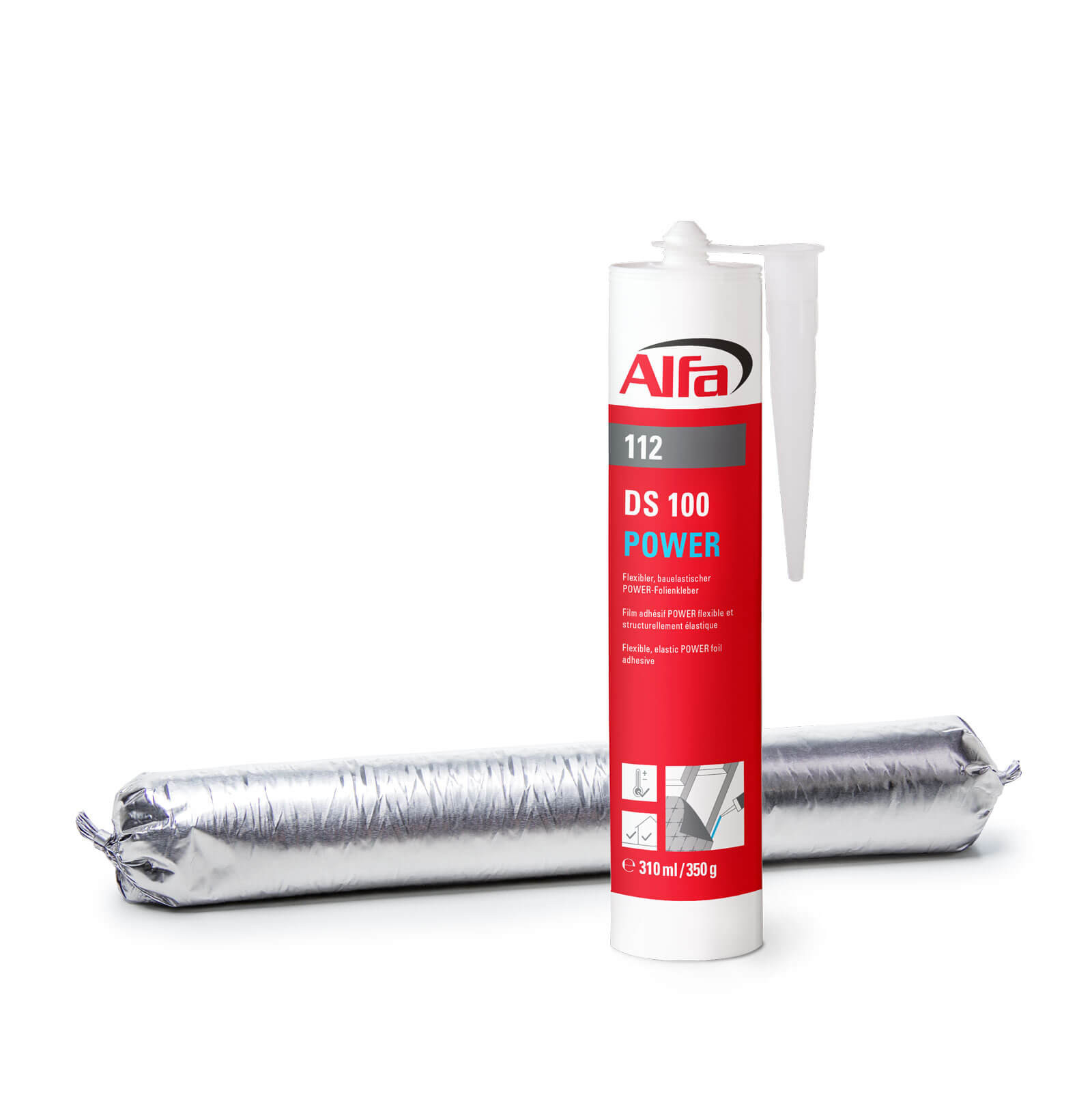 180x Alfa DS 100 POWER | 310 ml - Kartusche | rostbeständiger Dichtkleber zum Verkleben von Dampfbremsen | Made in Germany