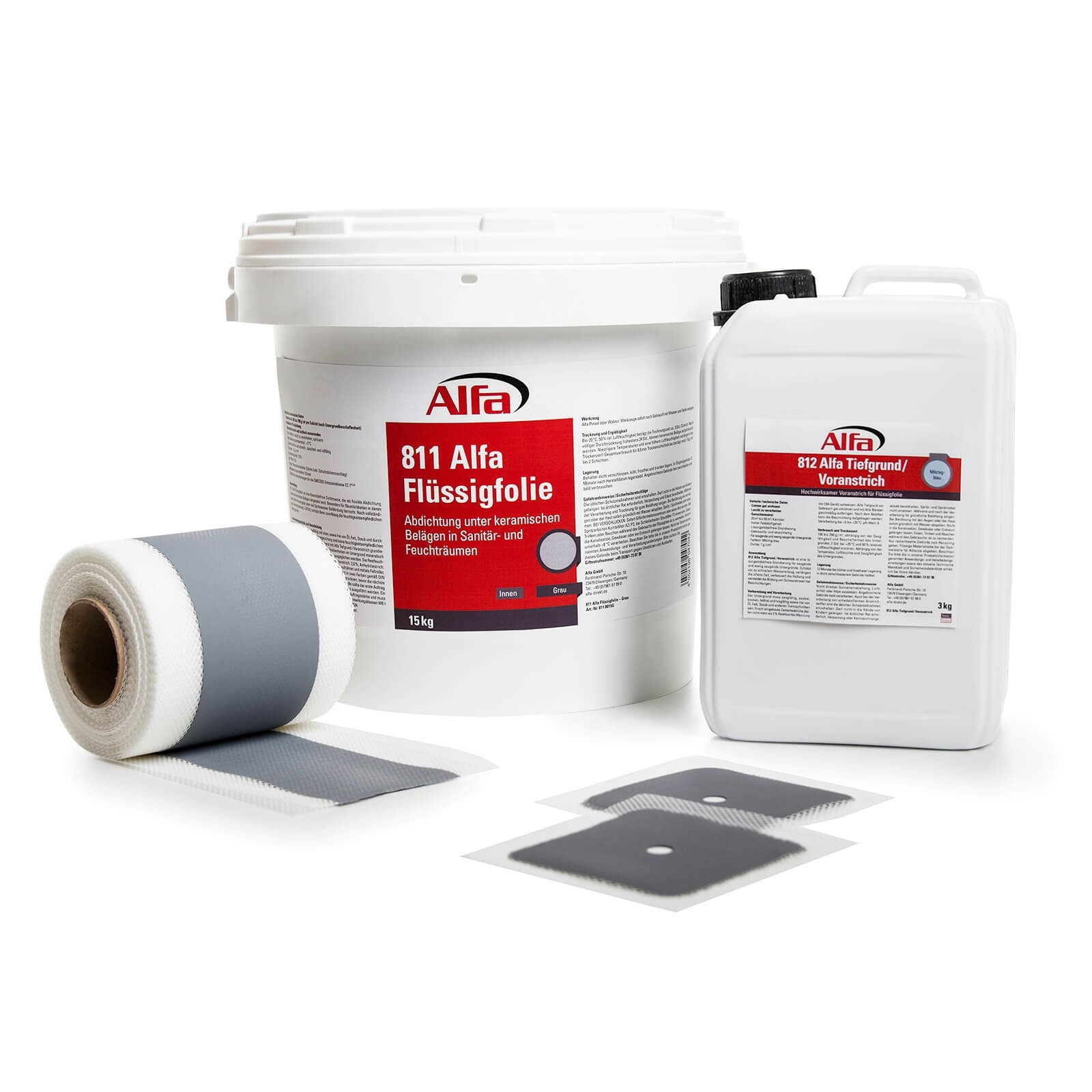 1 x Alfa Flüssigfolien Set - groß Abdichtungsmasse Sanitär Feuchtraum Bad Dusche Küche Dichtfolie Abdichtung Streichfolie Abdichtung Flüssigkunststoff