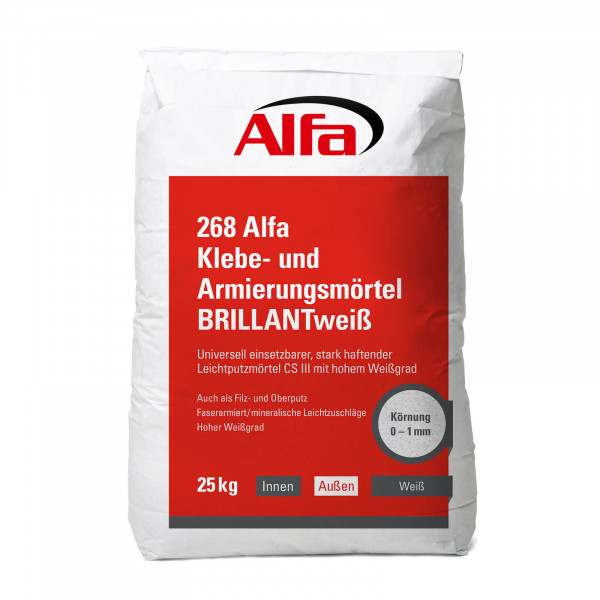 1050 kg Alfa Klebe- und Armierungsmörtel BRILLANTweiß Klebemörtel Universalmörtel Armieren kleben Innen Außen Armierungsspachtel Klebespachtel