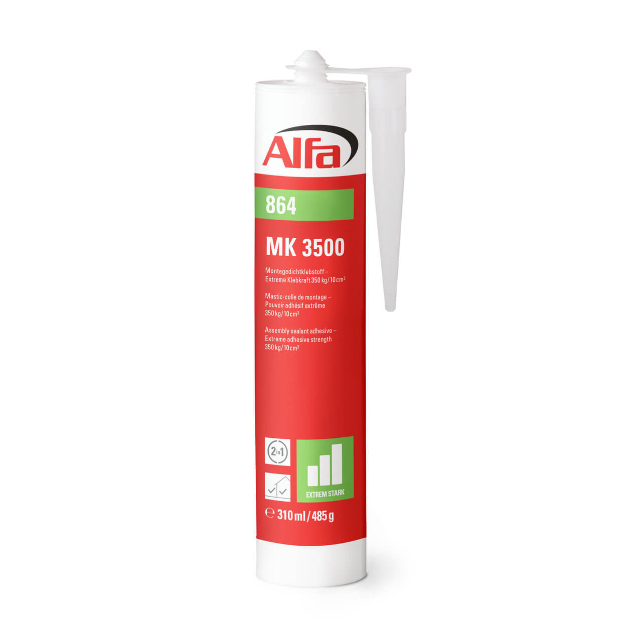 10x Alfa Montagekleber MK 3500 weiß 310 ml - Universeller Dichtklebstoff Klebstoff Baukleber Kleber Montage Dichtstoff Alleskleber Kleben Dichten
