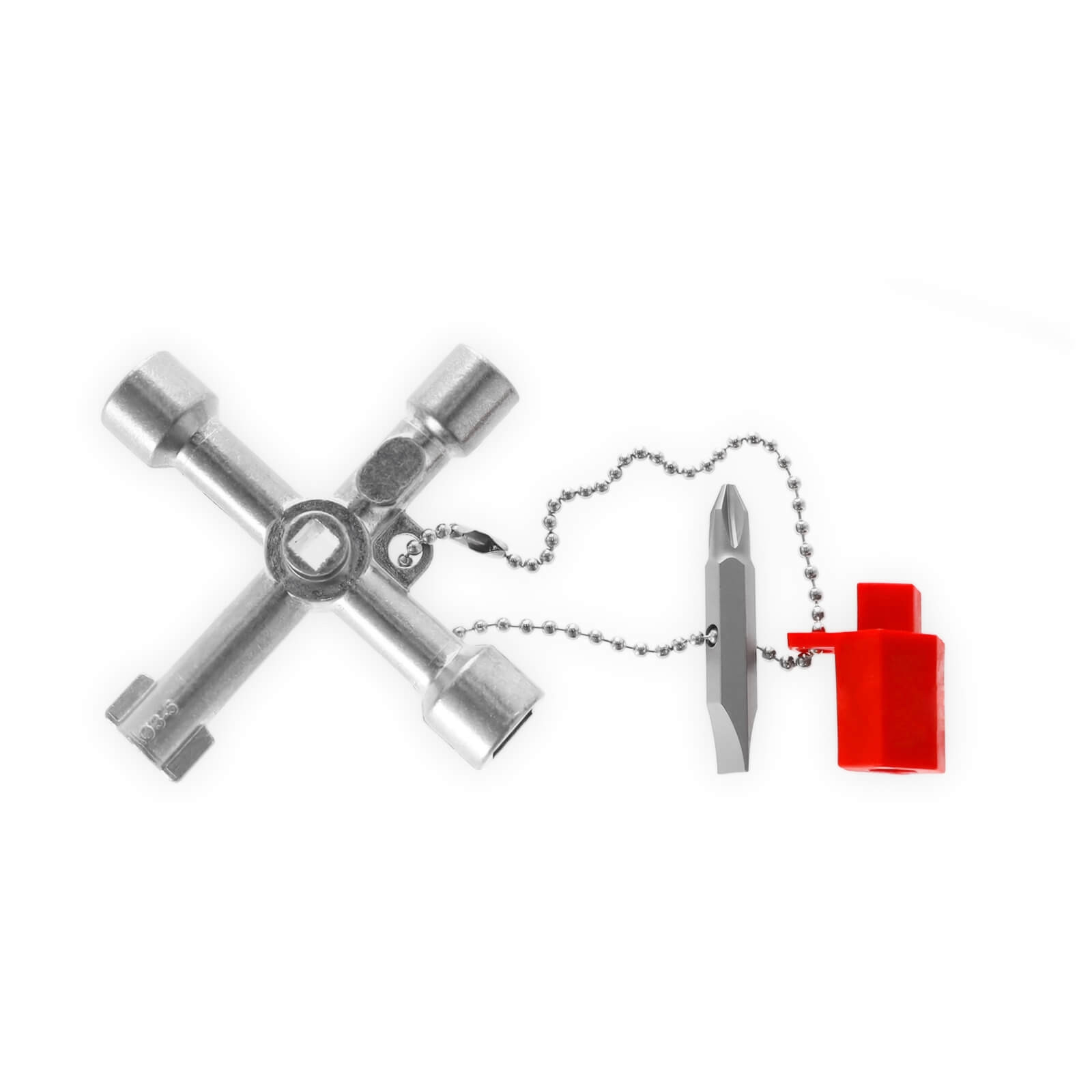 5x Alfa Schaltschrankschlüssel Kunststoff-Adapter Wendebitt Befestigungskette Schaltschrank Steckschlüssel Kreuzschlüssel Universalschlüssel