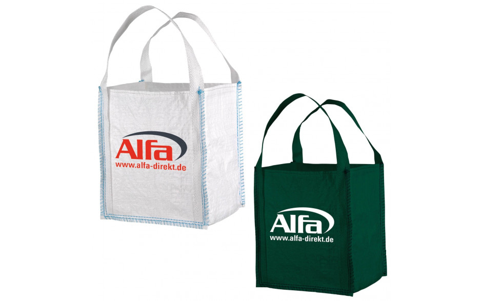 2x Alfa BigBags - MINI grün Belastbar bis 300 kg - 40 x 40 x 45 cm Transportsack Entsorgung Gartenabfallsack Kaminholz Gartensack