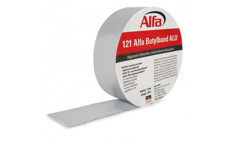 Butylband ALU (alukaschiert) 75mm x 10m - Aggressiv klebendes, alukaschiertes Butylband