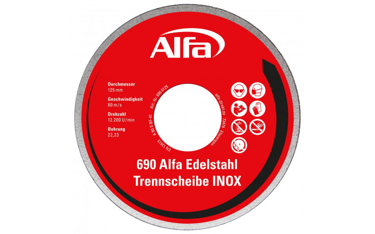 690 Alfa Stahl-/ Edelstahl-Trennscheibe (INOX) - für Metall, Stahl, Edelstahl/INOX - robuste, schnelle, präzise Schnitte