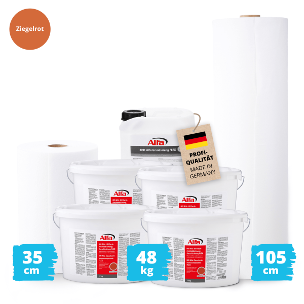 Alfa Flachdachabdichtung FLEX Set 1 - 20 m² - Ziegelrot