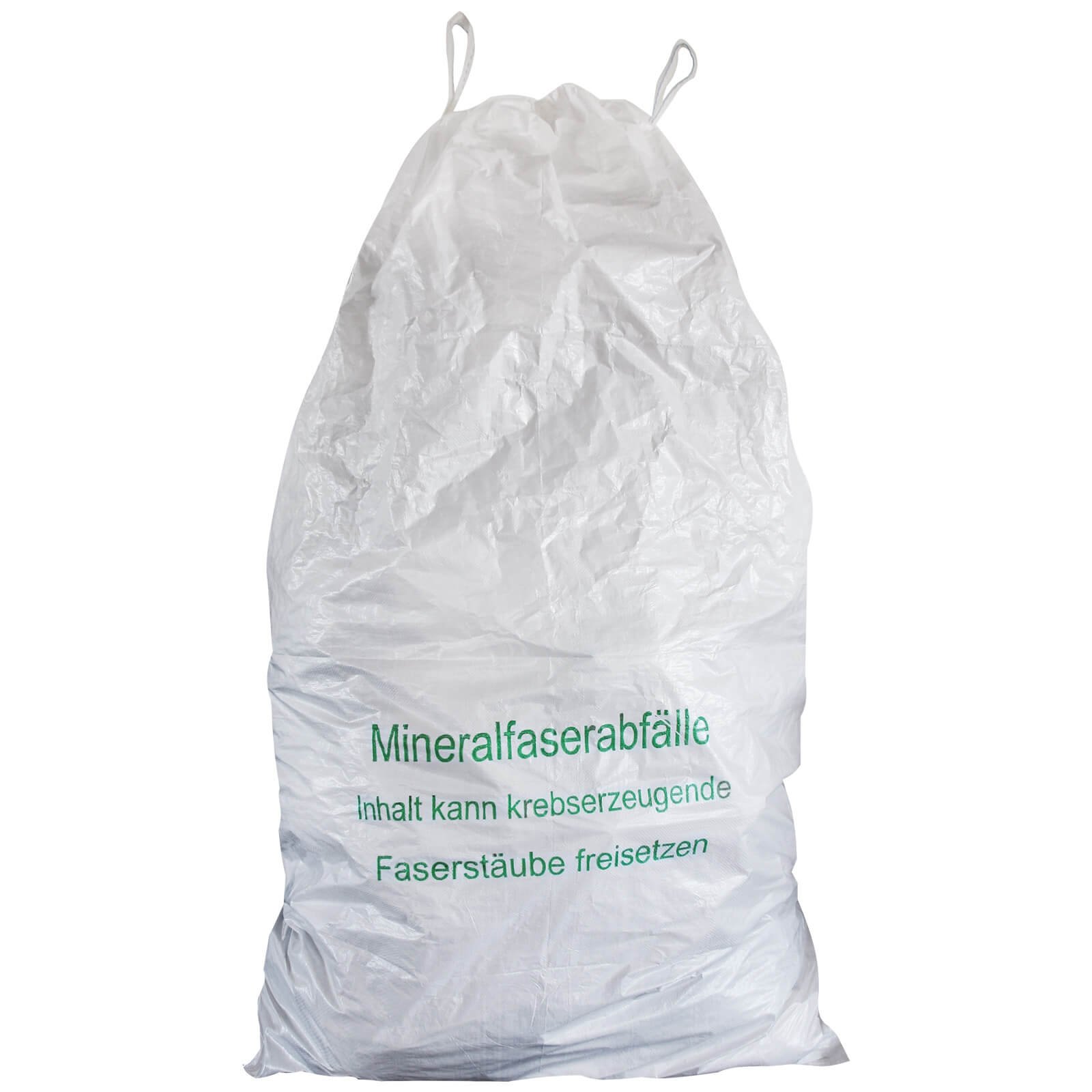 1 x Alfa Mineralwollsack mit Hebeschlaufen | Kordel im Saum | 2 Hebeschlaufen | Volumen: 1.200 l | Gemäß TRGS 519 l KMF-Sack